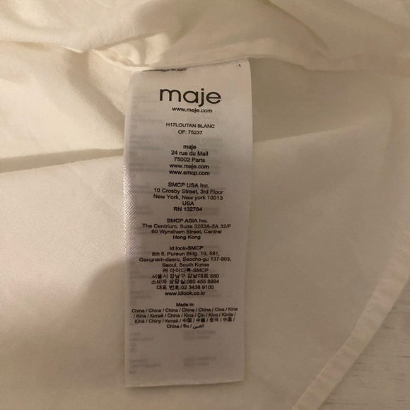 Maje Cream Ruffled Button-Up Blouse - Picture 8 of 9